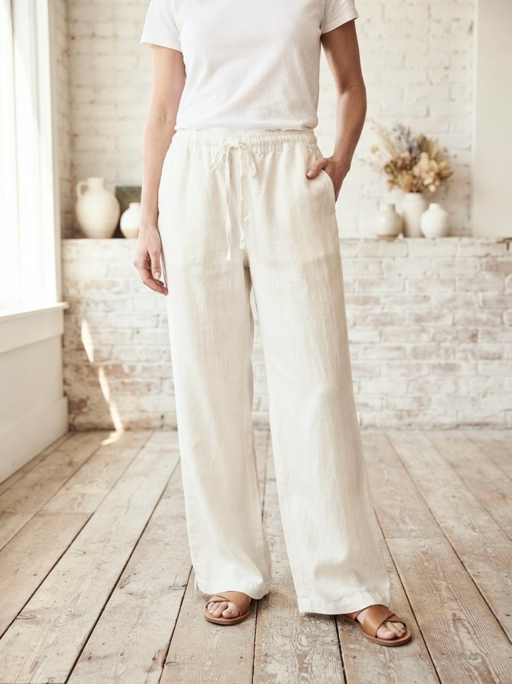 Merona Wide-Leg Drawstring Linen Pants